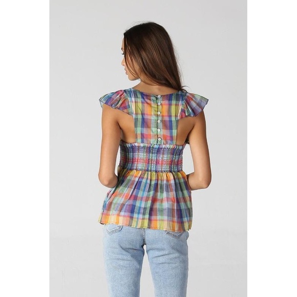 Smocked Elegance Plaid Top main image 1